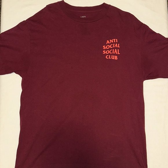 Anti Social Social Club Statement Tee - Maroon - Size L - Picture 1 of 2